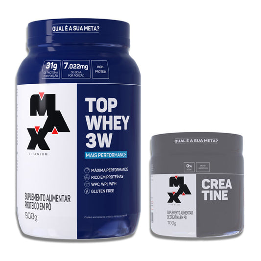 Kit Top Whey 3W + Performance 900g + Creatina 100g